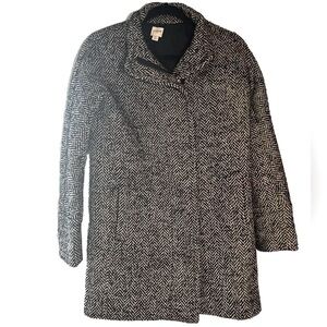 J. Crew City Coat Herringbone Wool Blend Black & White Size 0 XS